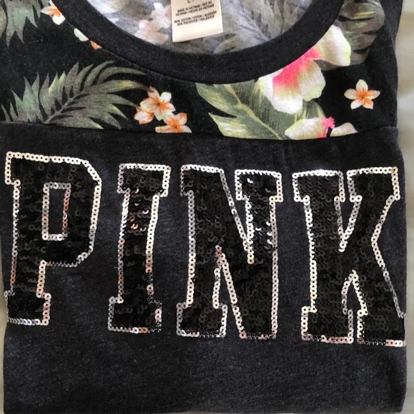 PINK Victoria's Secret Black Tank Top with Floral Accents - Picture 4 of 5